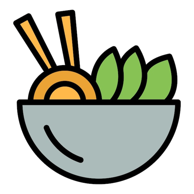Icono de tazón de comida asiática contorno icono de vector de tazón de comida asiática para diseño web aislado en color de fondo blanco plano