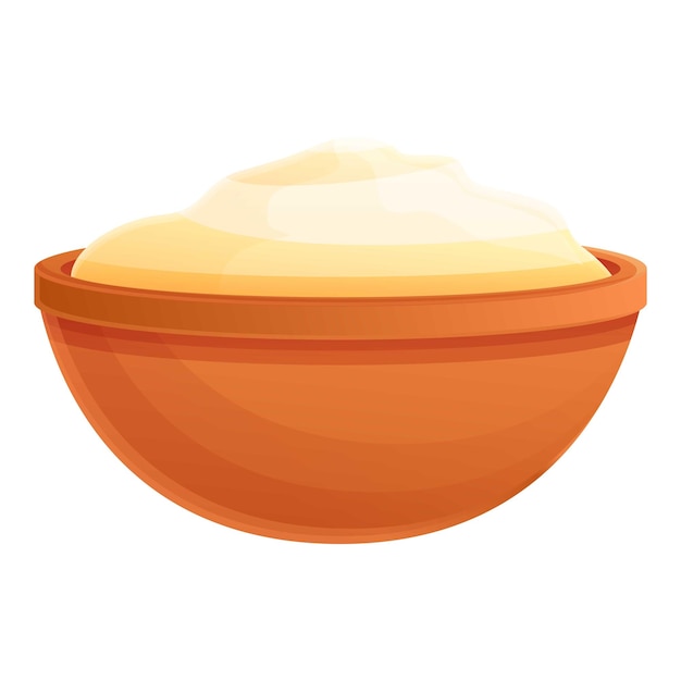 Icono de tazón de crema agria Caricatura de icono de vector de tazón de crema agria para diseño web aislado sobre fondo blanco