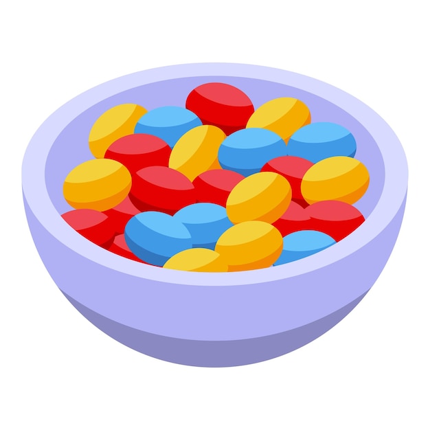 Icono de tazón de dulces de Navidad Isométrico de icono de vector de tazón de dulces de Navidad para diseño web aislado sobre fondo blanco