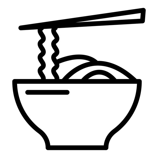 Icono de tazón de fideos coreanos Contorno de icono de vector de tazón de fideos coreanos para diseño web aislado sobre fondo blanco