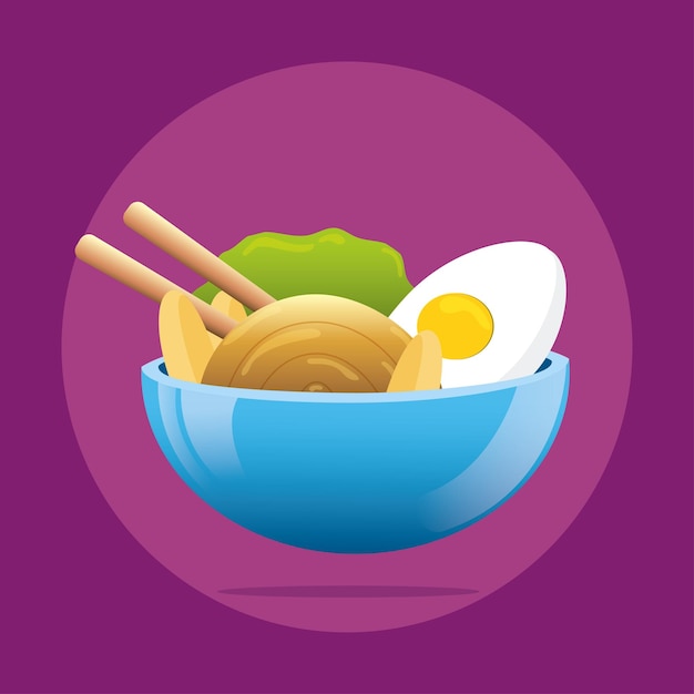 Icono de tazón de ramen de color aislado Menú de comida rápida Vector