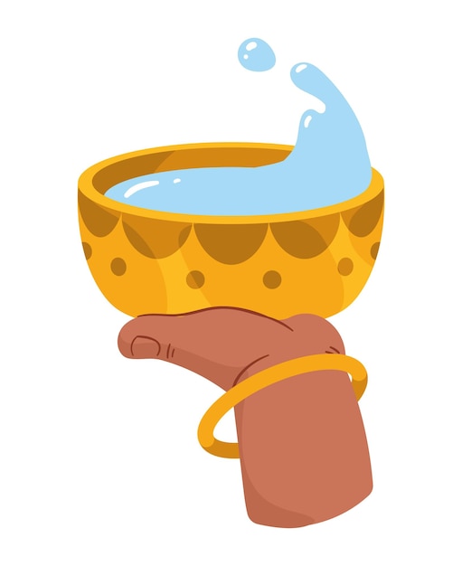 Vector icono de tazón de songkran levantando la mano