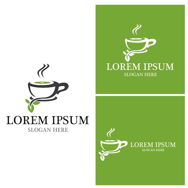 Icono de té verde y plantilla de vector de símbolo