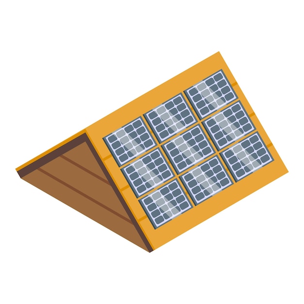 Icono de techo de panel solar vector isométrico aislamiento metálico módulo de cubierta