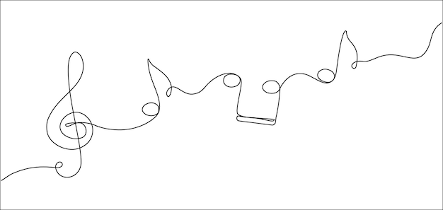 Icono de tecla de violín de línea continua Concepto de líneas abstractas de notas musicales en estilo lineal simple Ilustración vectorial de trazo editable