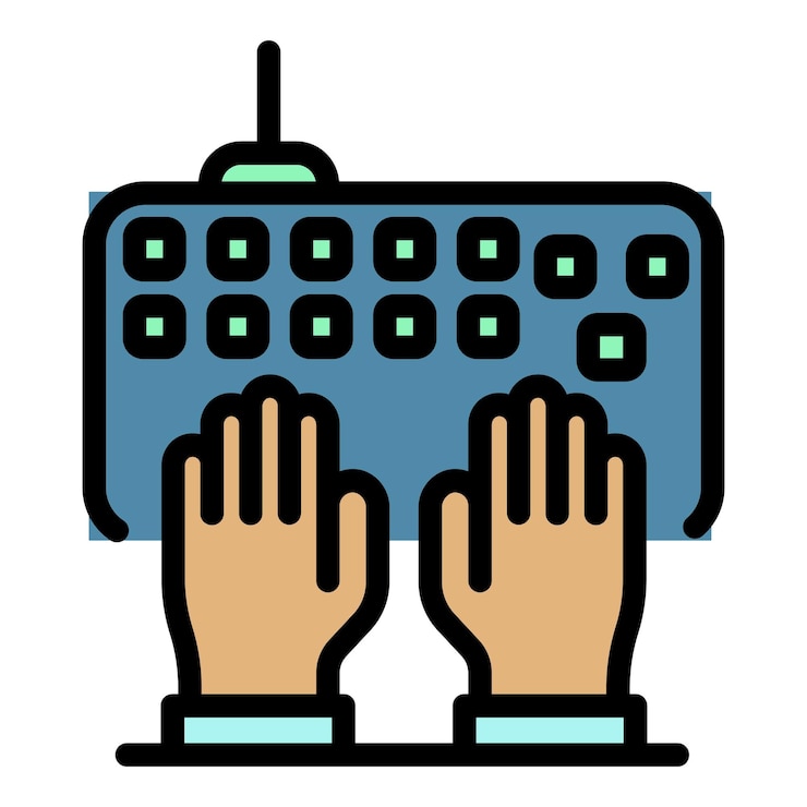 Vector icono de teclado de escritura contorno de teclados de escritura icono vectorial color plano aislado