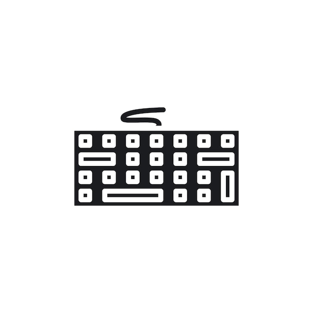 El icono del teclado se establece en el teclado de la computadora, el símbolo vectorial de teclado del ordenador, el signo del tecrado del ordenador en negro, el estilo rellenado y delineado.