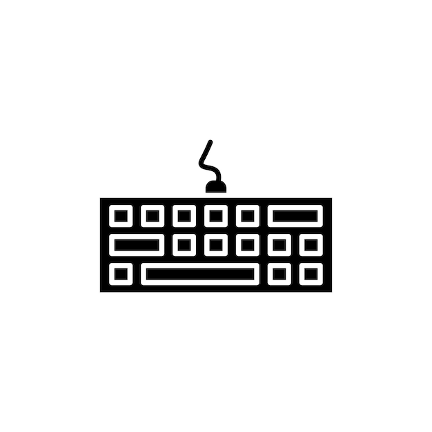 El icono del teclado se establece en el teclado de la computadora, el símbolo vectorial de teclado del ordenador, el signo del tecrado del ordenador en negro, el estilo rellenado y delineado.