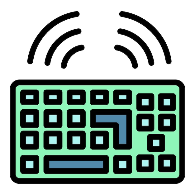 Vector icono del teclado del lugar de trabajo contorno del lugar de traballo icono del teclado vectorial color plano aislado