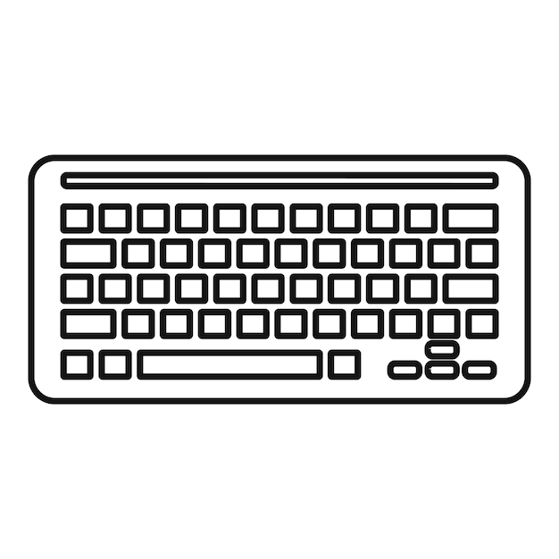 Vector icono de teclado en el lugar de trabajo icono de vector de teclado en el lugar de trabajo de esquema para diseño web aislado sobre fondo blanco