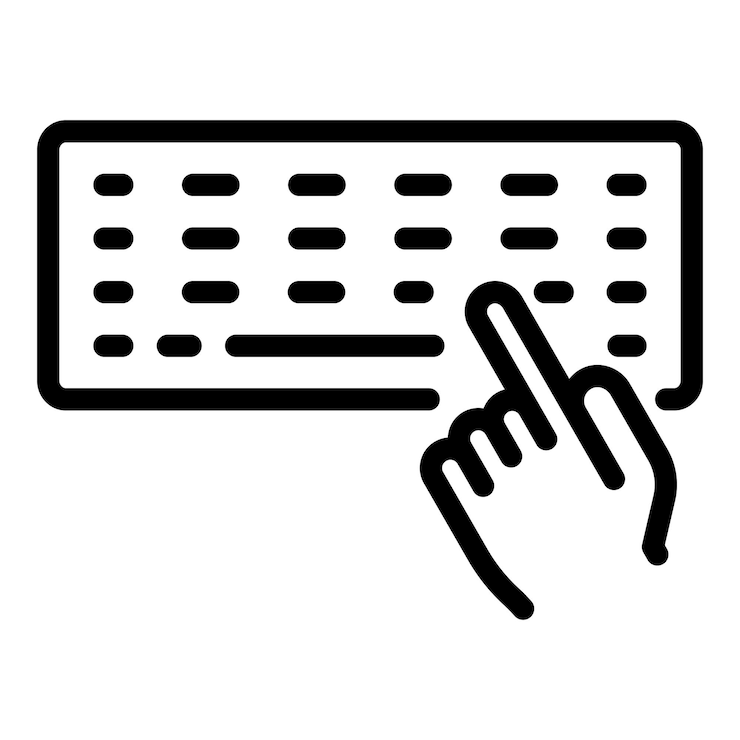 Vector icono de teclado de oficina en casa icono de vector de teclado de oficina en casa de esquema para diseño web aislado sobre fondo blanco