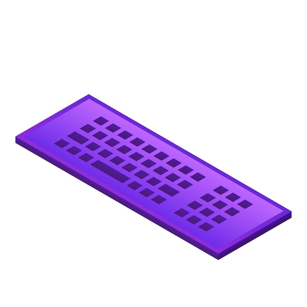 Icono de teclado violeta Isométrico del icono de vector de teclado violeta para diseño web aislado sobre fondo blanco