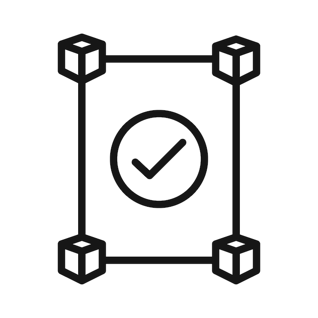 Icono de la tecnología Blockchain Logotipo vectorial de arte de línea negra