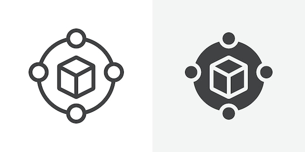 Icono de la tecnología blockchain Signo vectorial de contorno