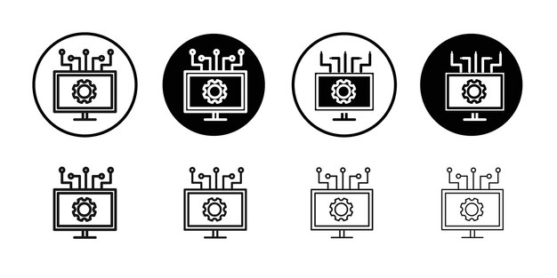 Ícono de tecnología de computadora Ilustración plana de línea delgada