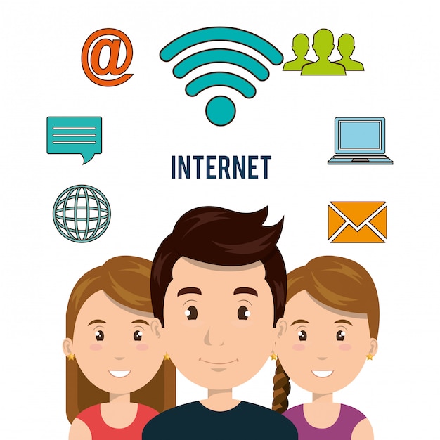 icono de la tecnología de comunicación de internet aislado