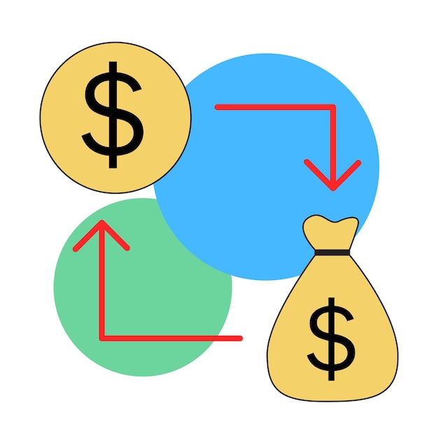 Vector icono de tecnología financiera de flujo de caja