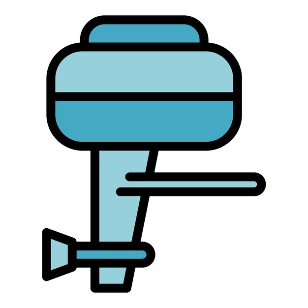 Icono de tecnología de motor vector de contorno Motor de barco Arte pesca color plano