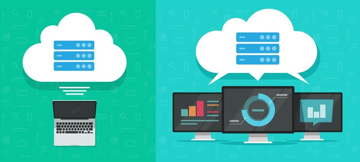Vector icono de tecnología de plataforma de vector de almacenamiento de servidores de big data en la nube o centro de servicio de alojamiento de hardware web virtual con software de análisis digital red de tecnología diseño moderno innovación sistema de internet