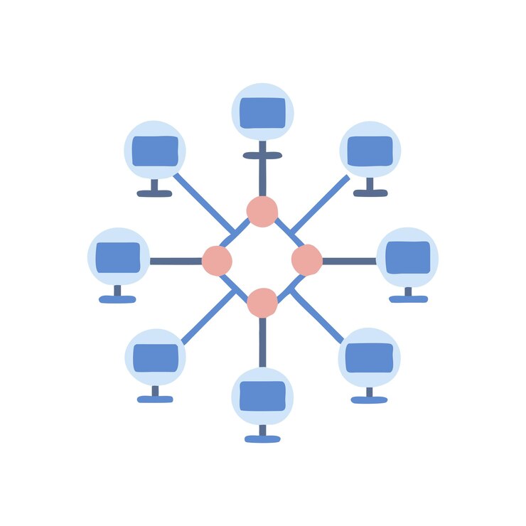 Vector icono de tecnología de red distribuida