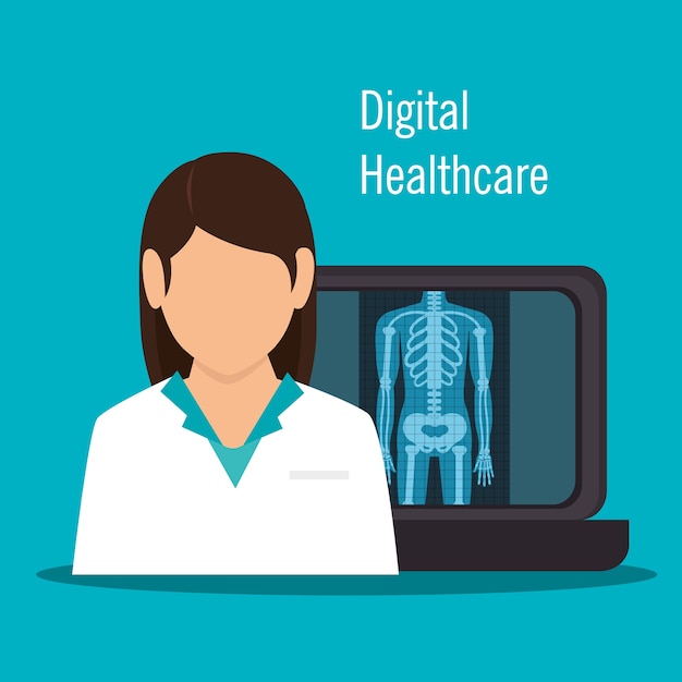 Vector icono de tecnología de salud digital