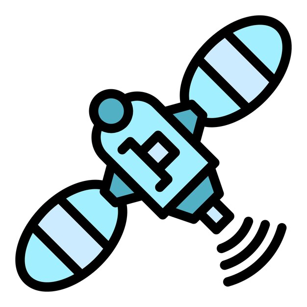 Icono de tecnología por satélite Contorno de tecnología por satélites Icono vectorial de color plano aislado