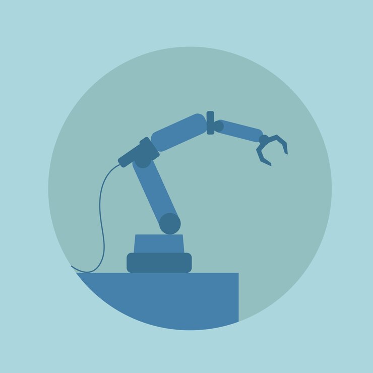 Vector icono de la tecnología del transportador de brazo robótico moderno