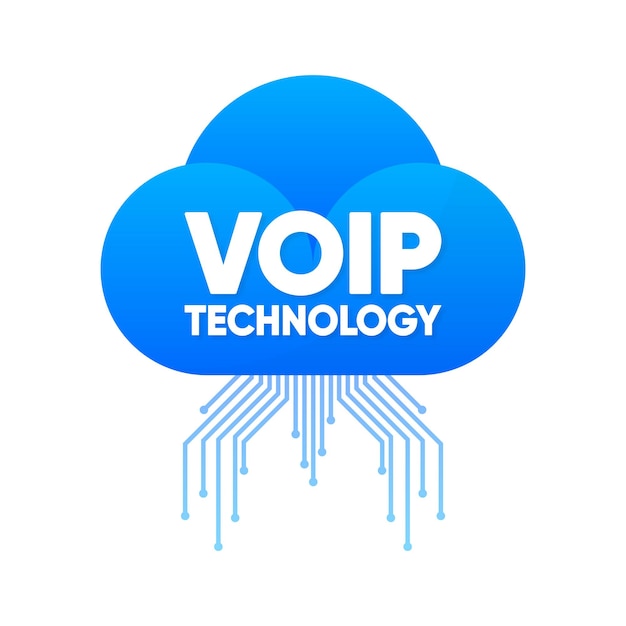 Icono de tecnología VoIP Conexión de concepto de llamada de Internet Voz sobre señal de voip de red Software de servicio de voz sobre IP para llamadas telefónicas de red Ilustración vectorial