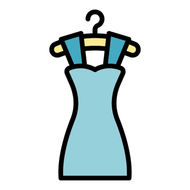 El icono de la tela del vestido El contorno de la tela de la vestida El icono vectorial del color del vestido Es plano y aislado