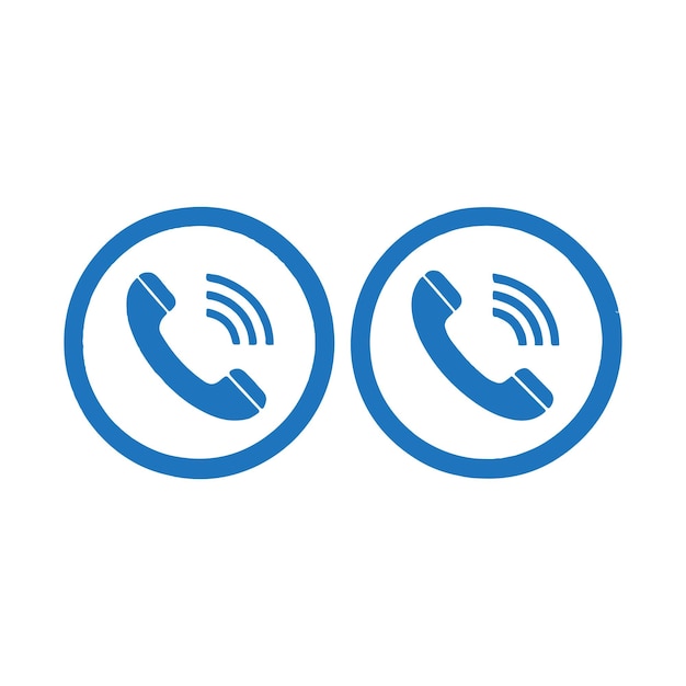 un icono de teléfono azul con un teléfono en él