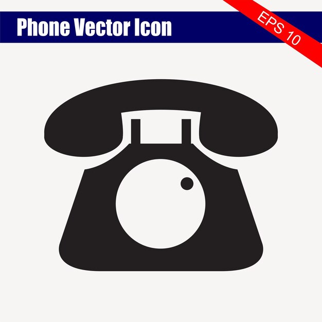 Un icono de teléfono con una cinta roja que dice "vector de teléfono".