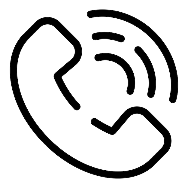 El icono del teléfono de contorno negro suena para la comunicación
