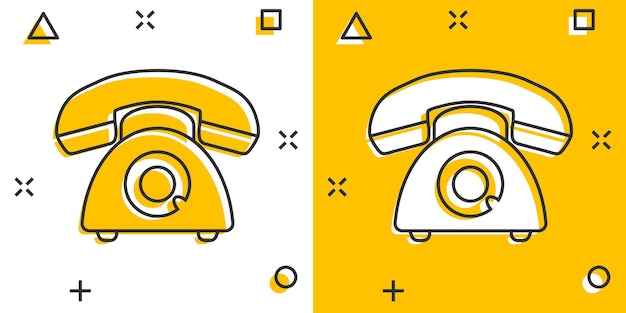 Icono de teléfono de dibujos animados de vector en estilo cómic Pictograma de ilustración de signo de teléfono Concepto de efecto de salpicadura de negocio de teléfono