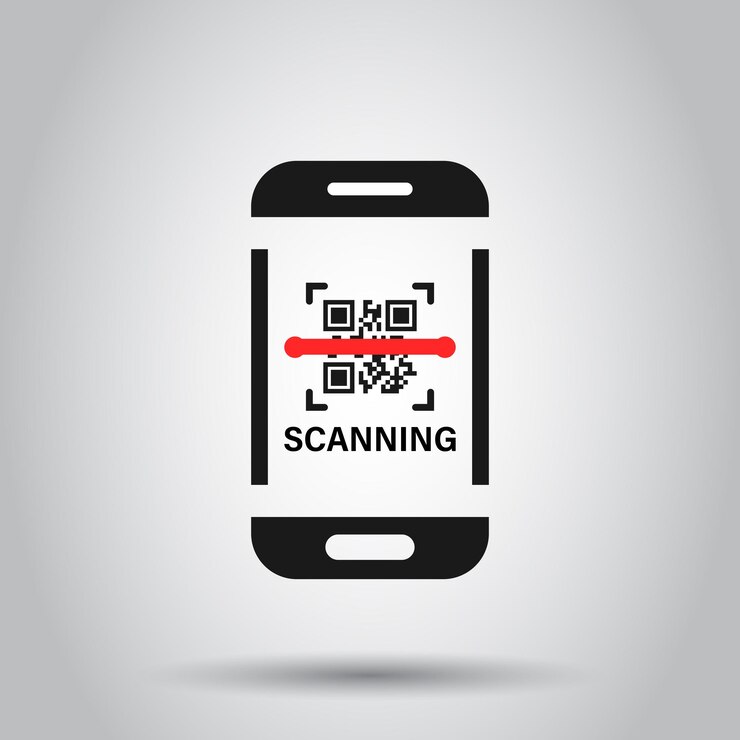 Vector icono de teléfono de escaneo de código qr en estilo plano escáner en smartphone ilustración vectorial en fondo aislado concepto de negocio de código de barras