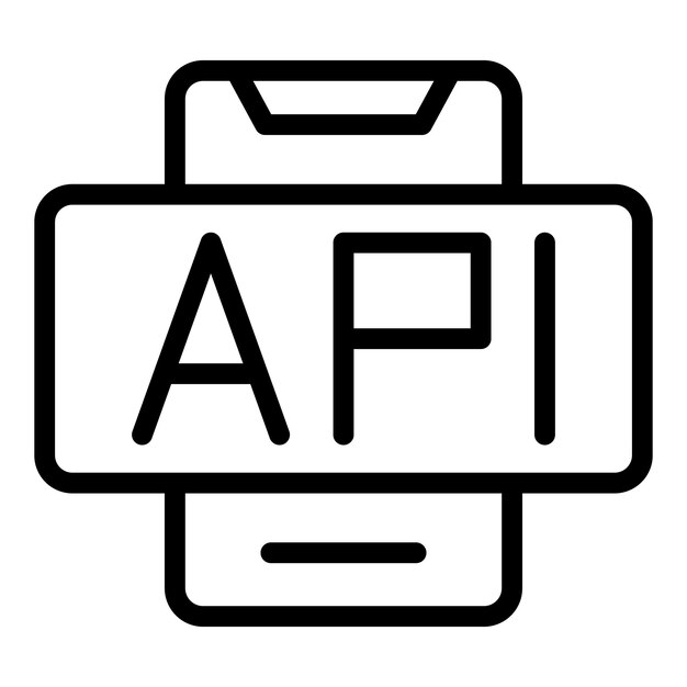 Icono de teléfono inteligente Api Esquema del icono de vector de teléfono inteligente Api para diseño web aislado sobre fondo blanco