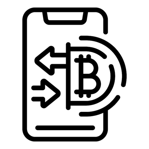 Icono de teléfono inteligente Blockchain Esquema del icono de vector de teléfono inteligente Blockchain para diseño web aislado sobre fondo blanco
