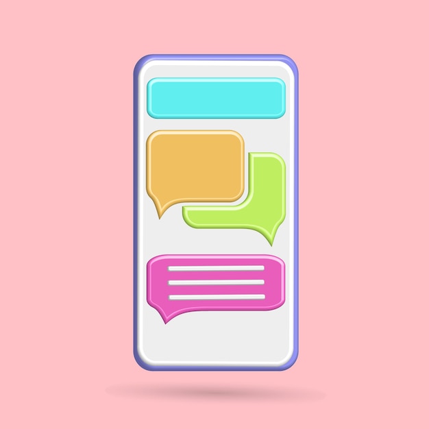 Vector icono de teléfono inteligente de burbuja de chat con color púrpura y fondo rosa para su publicación en redes sociales