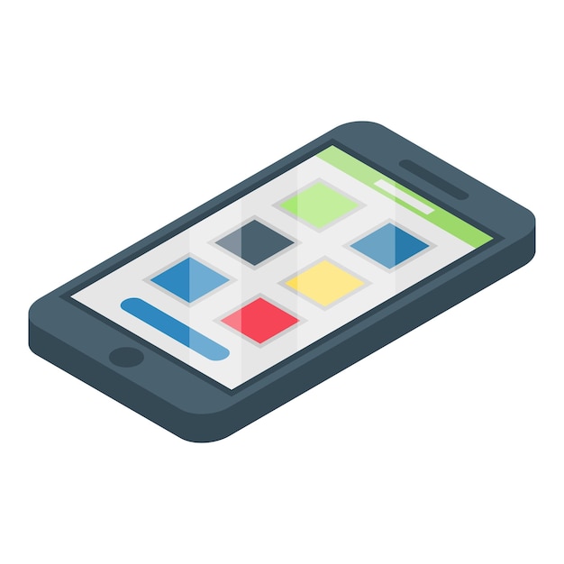 Icono de teléfono inteligente Isométrico del icono de vector de teléfono inteligente para diseño web aislado sobre fondo blanco