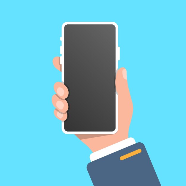 Icono de teléfono inteligente de mano en estilo plano Ilustración de vector de dispositivo móvil sobre fondo aislado Concepto de negocio de signo de gadget