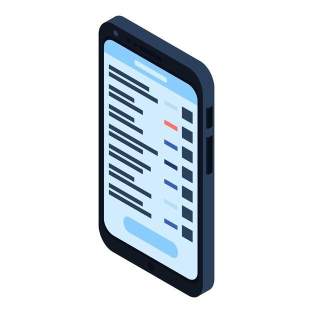 Icono de teléfono inteligente táctil Isométrico del icono de vector de teléfono inteligente táctil para diseño web aislado sobre fondo blanco