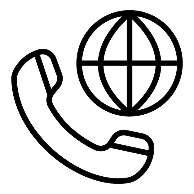 Icono del teléfono con llamada internacional Ilustración vectorial