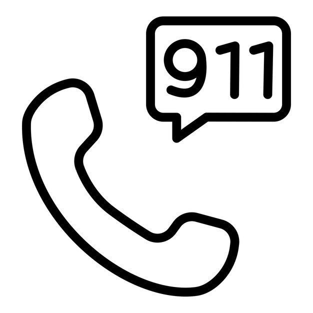 Ícono de teléfono Llamar al 911 Ilustración vectorial xA