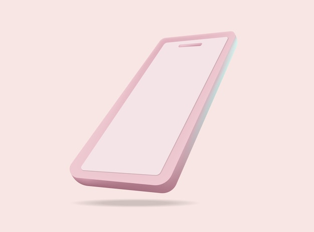 Vector el icono del teléfono móvil 3d rosa