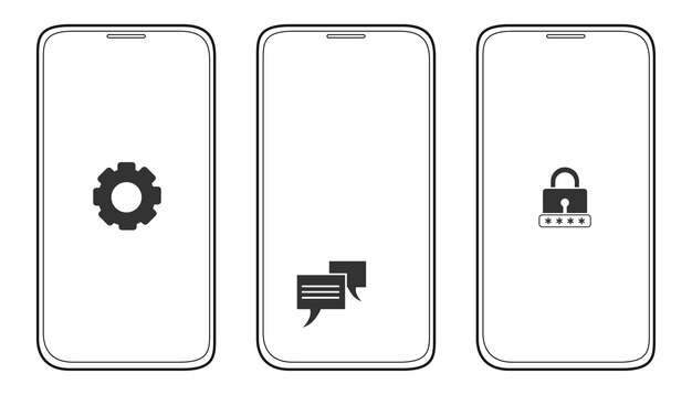 Icono de teléfono móvil con diferentes iconos estilo de diseño plano ilustración vectorial