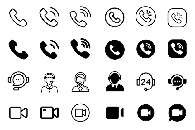 Ícono de teléfono móvil Ícono de llamada Pacto de íconos de teléfono