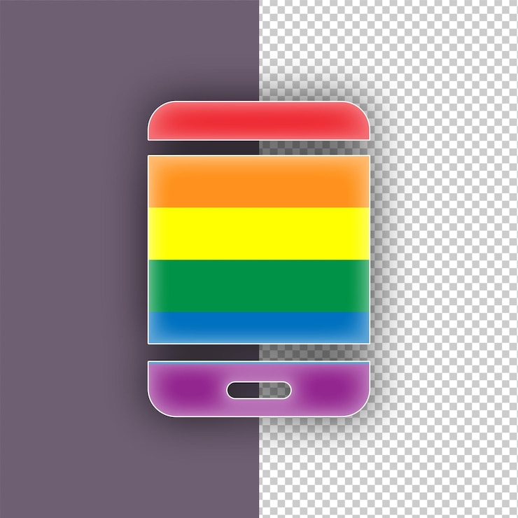 Vector el icono del teléfono móvil pride lgbtq con fondo editable