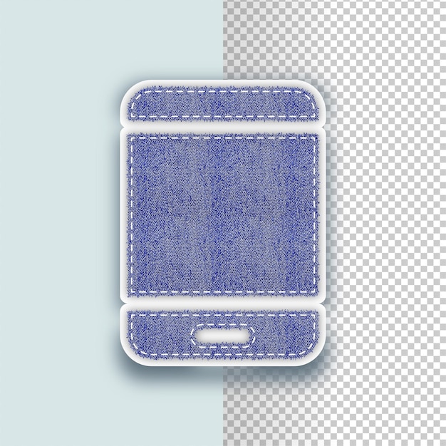 Ícono de teléfono móvil de textura de denim con fondo editable