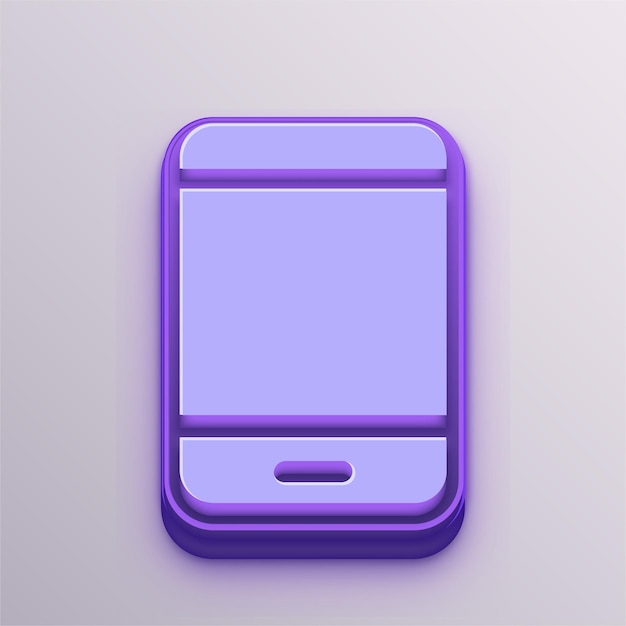 Icono de teléfono móvil de vector púrpura 3D personalizable para educación, negocios y medios de comunicación