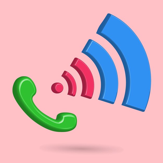 icono de teléfono y señal ilustración de dibujos animados, tecnología de telecomunicaciones de llamada y conexión