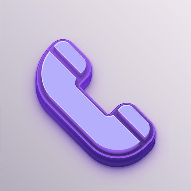 Icono de teléfono vectorial púrpura 3D personalizable para educación, negocios y medios de comunicación